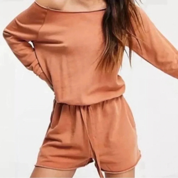 aerie Pants - Aerie Romper French Terrycloth Round Neck Long Sleeve One Piece Romper Size XXL